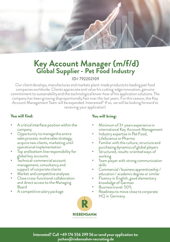 Key Account Manager (m/f/d) – Global Supplier Pet Food Industry