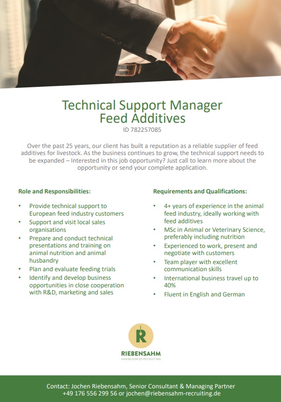 Technical Support Manager Feed Additives